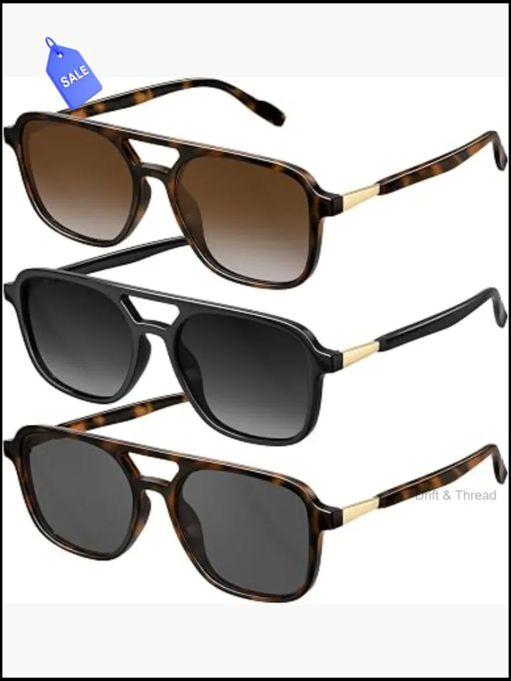 Retro Aviator Sunglasses Women Men Polarized Rectangle Shades UV Protection